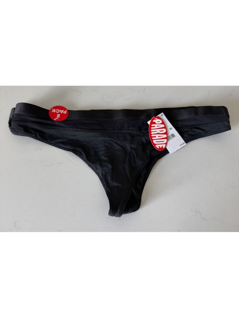 Parade Black High Waisted 2pk Thongs Women Size XL